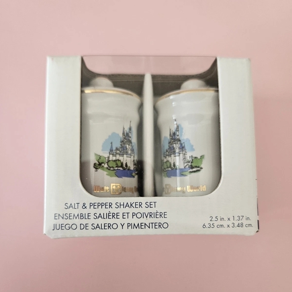 Walt Disney World Castle Salt & Pepper Shakers 50th Anniversary New Unopened